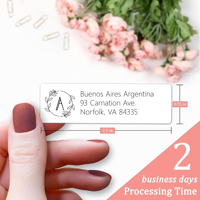 Personalized Return Address Labels Monogram - High Gloss Custom Mailing Labels on Sheets - Self - Adhesive Return Stickers for Envelopes with Crisp Printing Design (Small Labels White) | Address Labels - TrueDesk