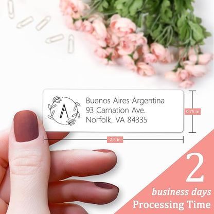 Personalized Return Address Labels Monogram - High Gloss Custom Mailing Labels on Sheets - Self - Adhesive Return Stickers for Envelopes with Crisp Printing Design (Small Labels White) | Address Labels - TrueDesk