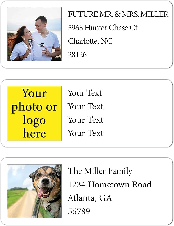 Personalized Return Address Labels Photo - Set of 120 Custom Photo or Logo Mailing Labels for Envelopes, Self Adhesive Flat Sheet Rectangle Personalized Name Stickers | Address Labels - TrueDesk