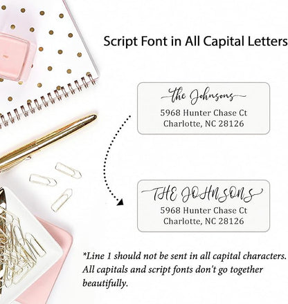 Personalized Return Address Labels Simple - Set of 240 Elegant Custom Mailing Labels for Envelopes, Self Adhesive Flat Sheet Rectangle Personalized Name Stickers (Clear) | Address Labels - TrueDesk