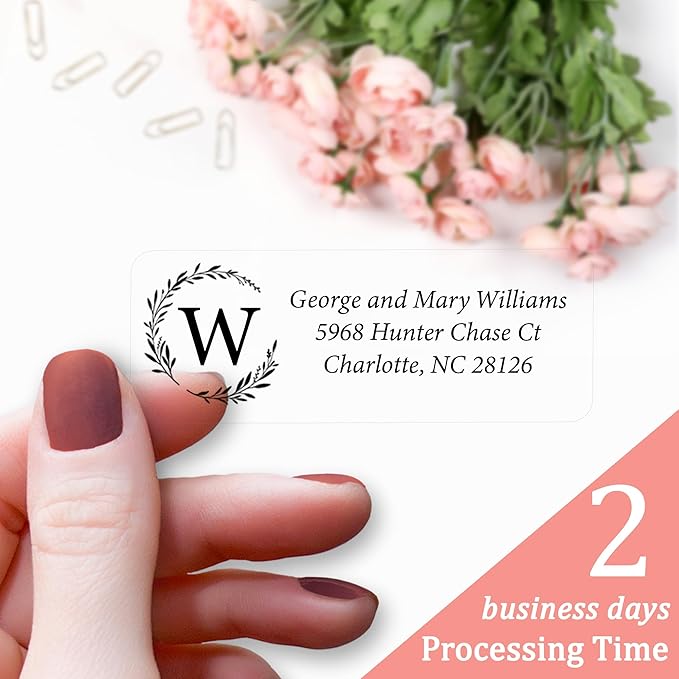 Personalized Return Address Labels Simple - Set of 240 Elegant Custom Mailing Labels for Envelopes, Self Adhesive Flat Sheet Rectangle Personalized Name Stickers (Clear) | Address Labels - TrueDesk