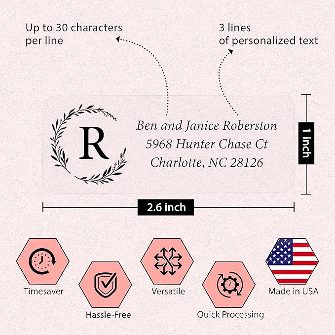 Personalized Return Address Labels Simple - Set of 240 Elegant Custom Mailing Labels for Envelopes, Self Adhesive Flat Sheet Rectangle Personalized Name Stickers (Clear) | Address Labels - TrueDesk