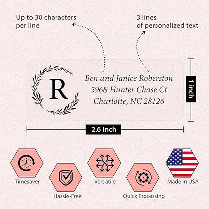 Personalized Return Address Labels Simple - Set of 240 Elegant Custom Mailing Labels for Envelopes, Self Adhesive Flat Sheet Rectangle Personalized Name Stickers (Clear) | Address Labels - TrueDesk