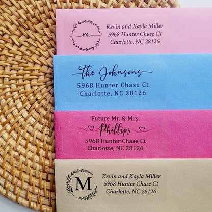Personalized Return Address Labels Simple - Set of 240 Elegant Custom Mailing Labels for Envelopes, Self Adhesive Flat Sheet Rectangle Personalized Name Stickers (Clear) | Address Labels - TrueDesk