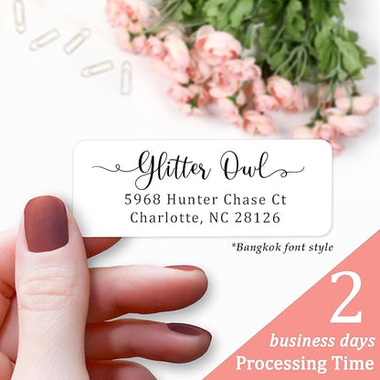 Personalized Return Address Labels Simple - Set of 240 Elegant Custom Mailing Labels for Envelopes, Self Adhesive Flat Sheet Rectangle Personalized Name Stickers (White) | Address Labels - TrueDesk