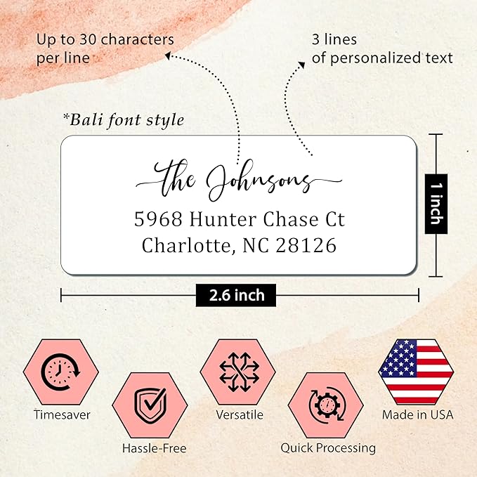 Personalized Return Address Labels Simple - Set of 240 Elegant Custom Mailing Labels for Envelopes, Self Adhesive Flat Sheet Rectangle Personalized Name Stickers (White) | Address Labels - TrueDesk