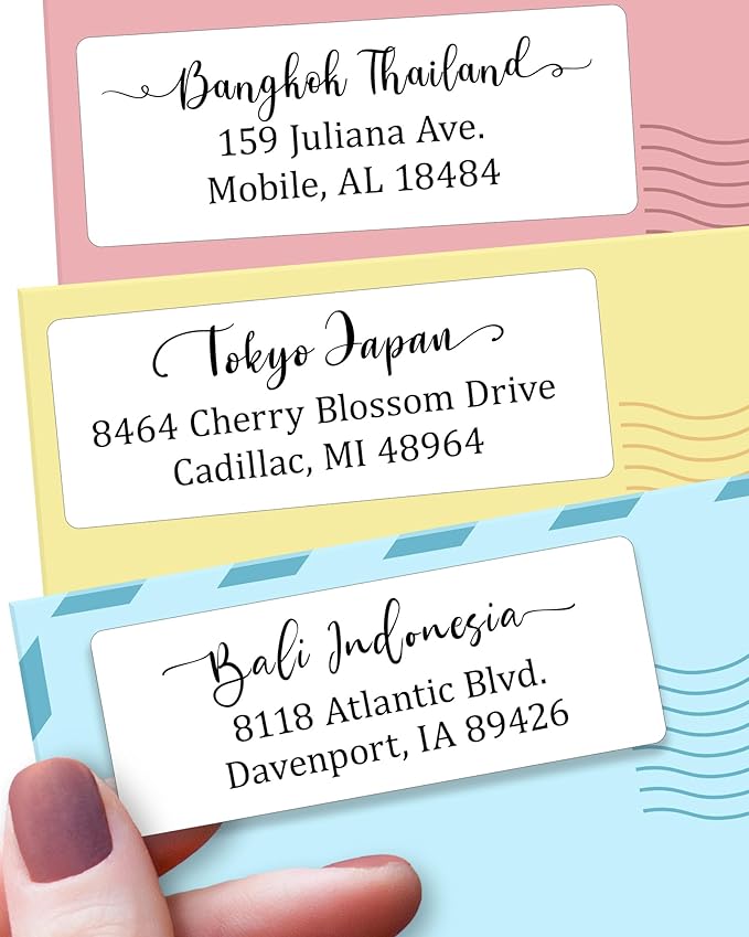Personalized Return Address Labels Simple - Set of 240 Elegant Custom Mailing Labels for Envelopes, Self Adhesive Flat Sheet Rectangle Personalized Name Stickers (White) | Address Labels - TrueDesk