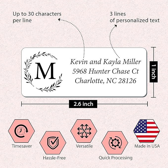 Personalized Return Address Labels Simple - Set of 240 Elegant Custom Mailing Labels for Envelopes, Self Adhesive Flat Sheet Rectangle Personalized Name Stickers (White) | Address Labels - TrueDesk