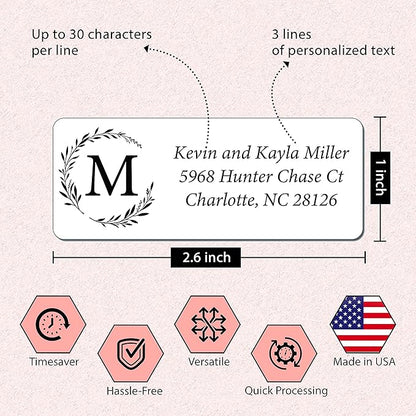 Personalized Return Address Labels Simple - Set of 240 Elegant Custom Mailing Labels for Envelopes, Self Adhesive Flat Sheet Rectangle Personalized Name Stickers (White) | Address Labels - TrueDesk