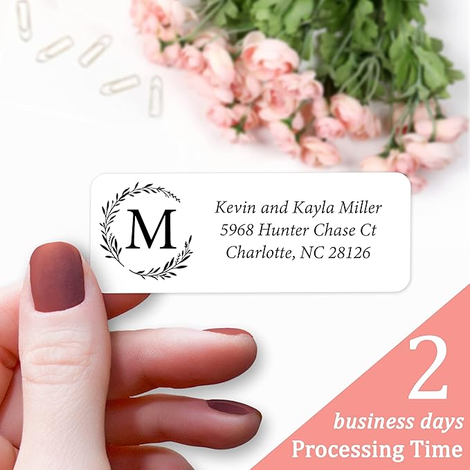 Personalized Return Address Labels Simple - Set of 240 Elegant Custom Mailing Labels for Envelopes, Self Adhesive Flat Sheet Rectangle Personalized Name Stickers (White) | Address Labels - TrueDesk