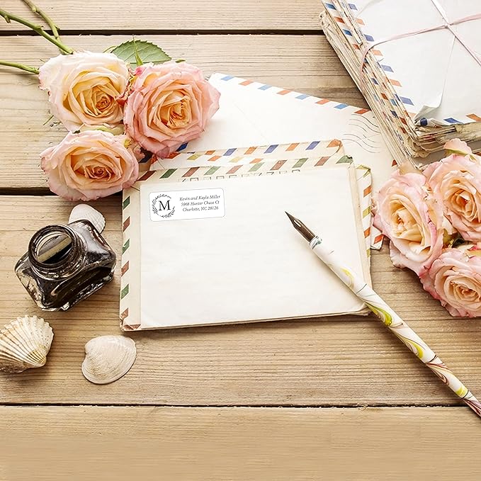 Personalized Return Address Labels Simple - Set of 240 Elegant Custom Mailing Labels for Envelopes, Self Adhesive Flat Sheet Rectangle Personalized Name Stickers (White) | Address Labels - TrueDesk