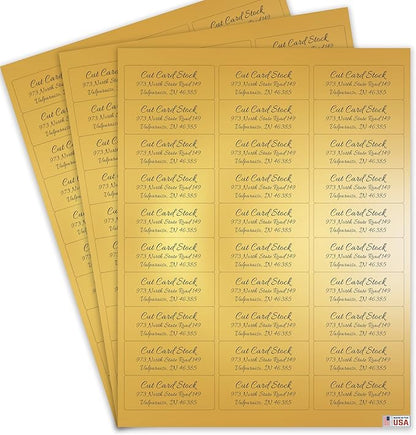 Personalized Return Address Labels - Simple Unique Design - Available in White, Clear, Kraft, Gold, or Silver Labels - 120 Labels - 120 Envelope Seals Included - Made in The U.S.A. (Gold) | Address Labels - TrueDesk