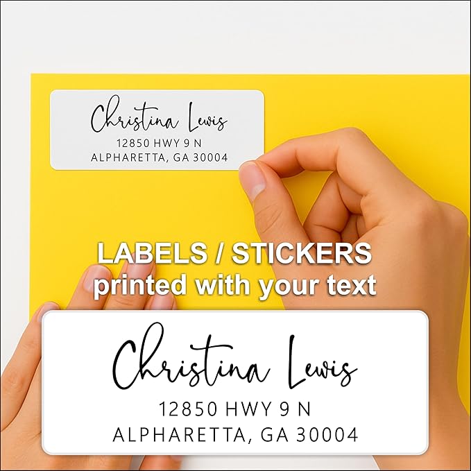 Personalized Return Address Labels - White Custom Printed Name and Home Address Stickers for Wedding, Personal and Business (1000, Signature) | Address Labels - TrueDesk