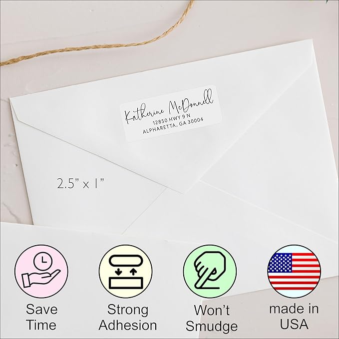 Personalized Return Address Labels - White Custom Printed Name and Home Address Stickers for Wedding, Personal and Business (1000, Signature) | Address Labels - TrueDesk