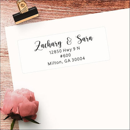 Personalized Return Address Labels - White Custom Printed Name and Home Address Stickers for Wedding, Personal and Business (250, Chic Script) | Address Labels - TrueDesk