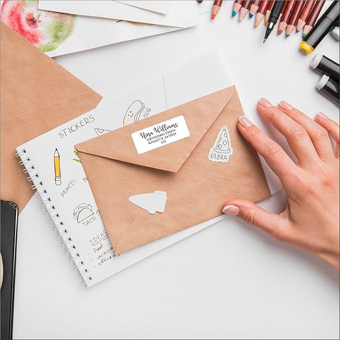 Personalized Return Address Labels - White Custom Printed Name and Home Address Stickers for Wedding, Personal and Business (250, Joyful Script) | Address Labels - TrueDesk