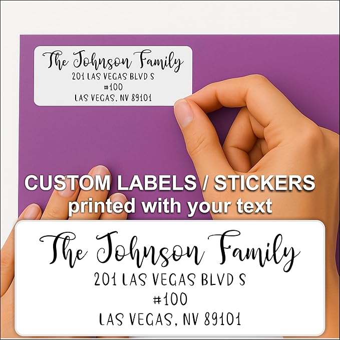 Personalized Return Address Labels - White Custom Printed Name and Home Address Stickers for Wedding, Personal and Business (250, Joyful Script) | Address Labels - TrueDesk