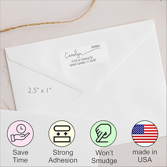Personalized Return Address Labels - White Custom Printed Name and Home Address Stickers for Wedding, Personal and Business (250, Joyful Script) | Address Labels - TrueDesk