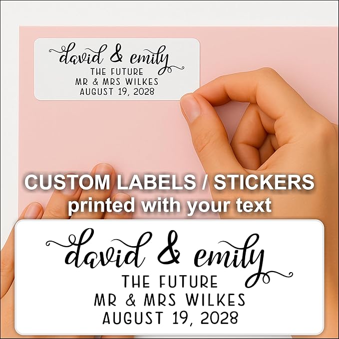 Personalized Return Address Labels - White Custom Printed Name and Home Address Stickers for Wedding, Personal and Business (250, Pretty Lowercase Script) | Address Labels - TrueDesk