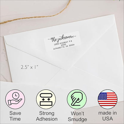 Personalized Return Address Labels - White Custom Printed Name and Home Address Stickers for Wedding, Personal and Business (250, Pretty Lowercase Script) | Address Labels - TrueDesk