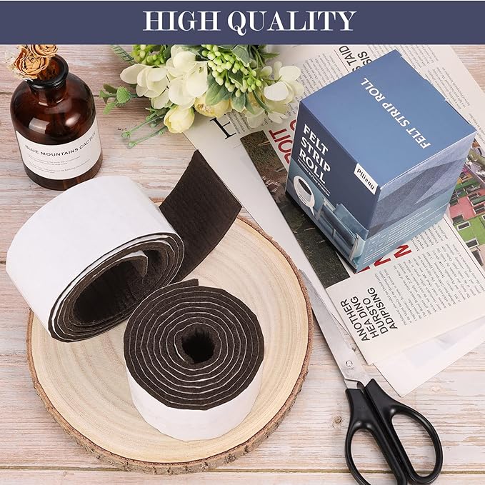 Pllieay 2 Pack Felt Strip Rolls with Adhesive Backing Heavy - Duty Felt Furniture Pads for Hardwood Floors and Rocking Chair to Protect Surface from Scratches & Damage(Brown, 118 x 2 x 0.12 Inch) | Furniture Pads - TrueDesk