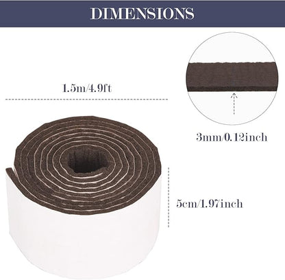 Pllieay 2 Pack Felt Strip Rolls with Adhesive Backing Heavy - Duty Felt Furniture Pads for Hardwood Floors and Rocking Chair to Protect Surface from Scratches & Damage(Brown, 118 x 2 x 0.12 Inch) | Furniture Pads - TrueDesk