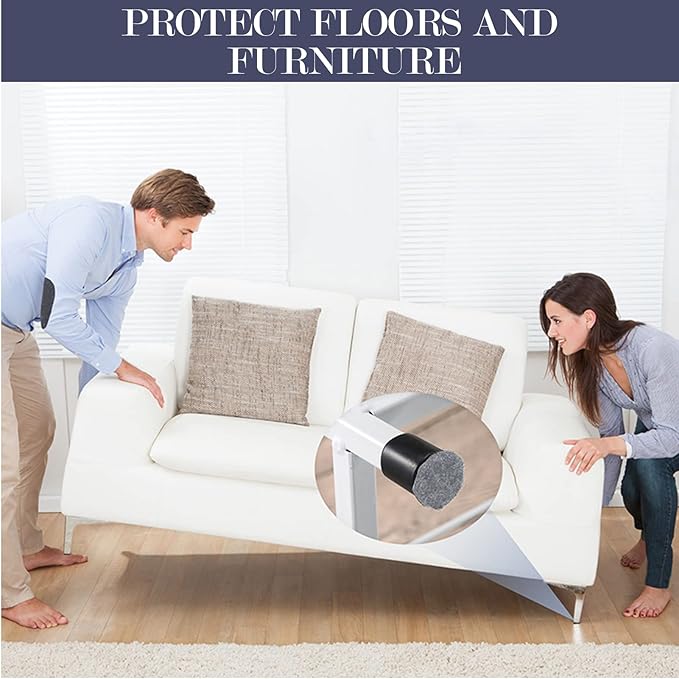 Pllieay 2 Pack Self Adhesive Felt Strip Rolls Heavy - Duty Felt Furniture Pads, Felt Tapes for Hardwood Floors and Rocking Chair to Protect Surface from Scratches & Damage(Gray, 118 x 2 x 0.12 Inch) | Furniture Pads - TrueDesk
