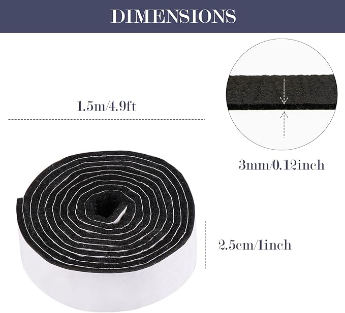 Pllieay 2 Packs Adhesive Felt Furniture Pads, 118 x 1 x 0.12 Inch Black Felt Pads for Furniture, Furniture Pads for Hardwood Floors and Rocking Chair to Protect Surfaces from Scratches & Damage | Furniture Pads - TrueDesk