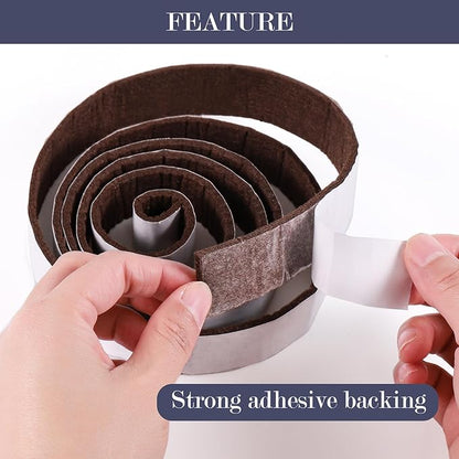 Pllieay 2 Packs Felt Tape with Adhesive Backing, 118 x 1 x 0.12 Inch Brown Felt Pads for Furniture, Furniture Pads for Hardwood Floors to Protect Surfaces from Scratches & Damage | Furniture Pads - TrueDesk