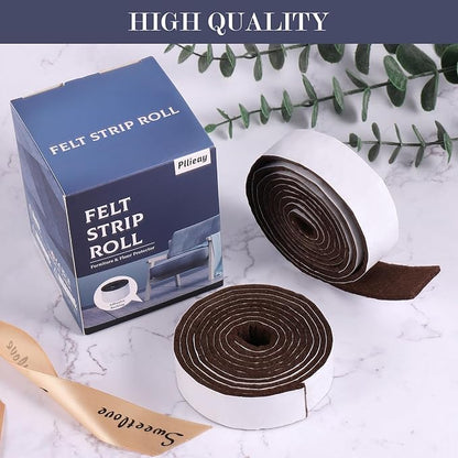 Pllieay 2 Packs Felt Tape with Adhesive Backing, 118 x 1 x 0.12 Inch Brown Felt Pads for Furniture, Furniture Pads for Hardwood Floors to Protect Surfaces from Scratches & Damage | Furniture Pads - TrueDesk