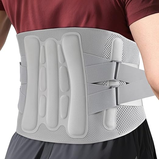 Plus Size Adjustable Back Brace - Size XXL(Belly 53.1 - 61.0 in), Featuring an Adjustable Triangle Support Pad,4 Steel Stays,and 1 Spring,Breathable Design,Ideal for Office and Housework. | Lumbar Supports - TrueDesk