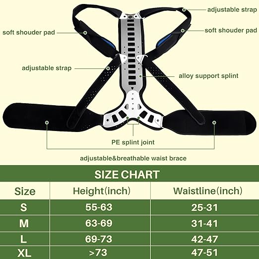 Posture Corrector Back Support for Hunched Back, Kyphosis and Vertebral Compression Fracture Men and Women (Large) | Back Braces - TrueDesk
