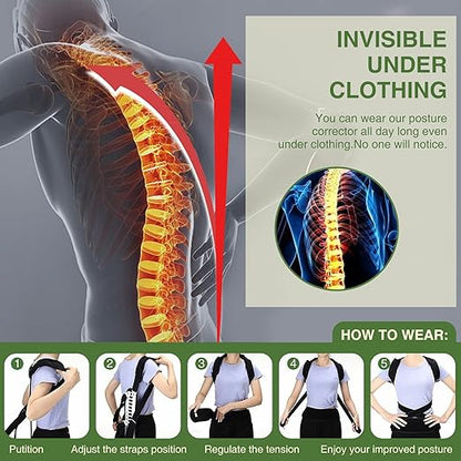 Posture Corrector Back Support for Hunched Back, Kyphosis and Vertebral Compression Fracture Men and Women (Large) | Back Braces - TrueDesk