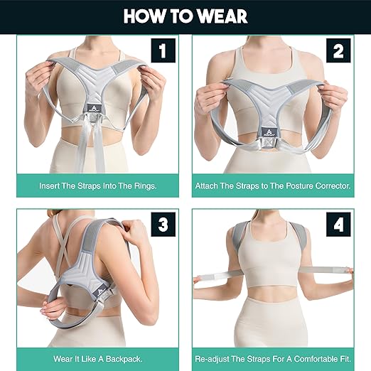 Posture Corrector for Men and Women - Adjustable Upper Back Brace & Shoulder Support - Back Straightener for Hunchback & Neck Support - Discreet Under Clothes Posture Correction - Breathable, Lightweight | Back Braces - TrueDesk