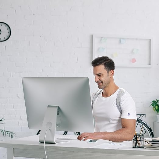 Posture Corrector for Men and Women - Adjustable Upper Back Brace & Shoulder Support - Back Straightener for Hunchback & Neck Support - Discreet Under Clothes Posture Correction - Breathable, Lightweight | Back Braces - TrueDesk