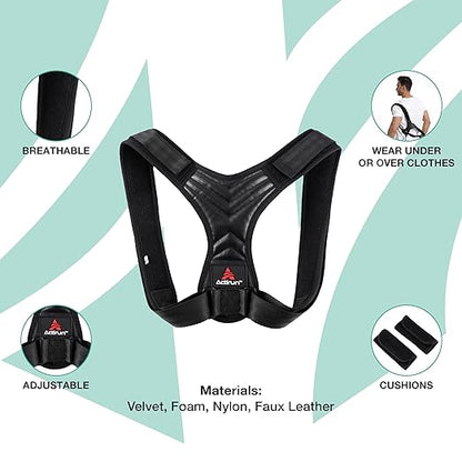 Posture Corrector for Men and Women - Adjustable Upper Back Brace & Shoulder Support - Back Straightener for Hunchback & Neck Support - Discreet Under Clothes Posture Correction - Breathable, Lightweight | Back Braces - TrueDesk