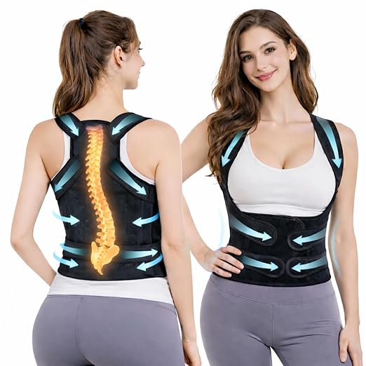 Posture Corrector for Men and Women – Dual - Zone Elastic Design with Adjustable Straps, Helps Improve Posture and Relieve Back Discomfort, Comfortable for Office Wear (Black, Small) | Back Braces - TrueDesk