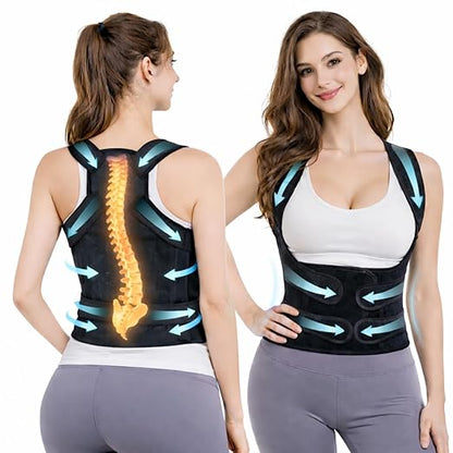 Posture Corrector for Men and Women – Dual - Zone Elastic Design with Adjustable Straps, Helps Improve Posture and Relieve Back Discomfort, Comfortable for Office Wear (Black, Medium) | Back Braces - TrueDesk
