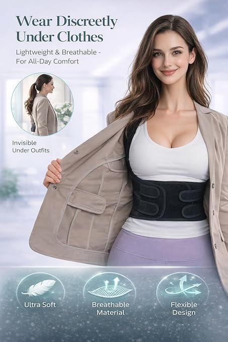 Posture Corrector for Men and Women – Dual - Zone Elastic Design with Adjustable Straps, Helps Improve Posture and Relieve Back Discomfort, Comfortable for Office Wear (Pink, Large) | Back Braces - TrueDesk