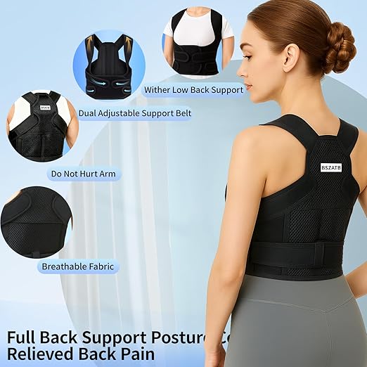 Posture Corrector for Women and Men Back Pain Relief,Full Back Brace Support for Office Desk Workers, Posture Brace for Upper and Lower Back Pain Relief, Medium(Waist 33 - 44 Inches) | Back Braces - TrueDesk