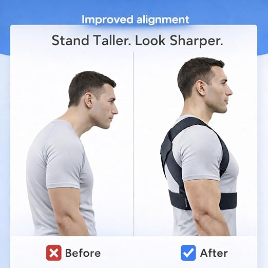 Posture Corrector for Women and Men - Lightweight Upper Back Brace Posture Corrector for Neck Shoulder & Back Pain Relief Under Clothes - Invisible Shoulder Support Brace Improve Posture Correct Hunchback Slouching | Back Braces - TrueDesk