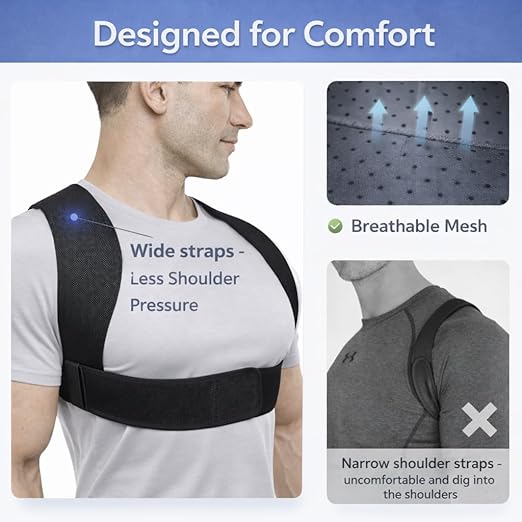 Posture Corrector for Women and Men - Lightweight Upper Back Brace Posture Corrector for Neck Shoulder & Back Pain Relief Under Clothes - Invisible Shoulder Support Brace Improve Posture Correct Hunchback Slouching | Back Braces - TrueDesk