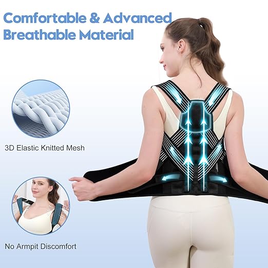 Posture Corrector for Women and Men with Bionic System, Upgraded Back Brace, Adjustable Full Back Support, Shoulder Straightener, Neck, Upper and Lower Back Pain Relief | Back Braces - TrueDesk