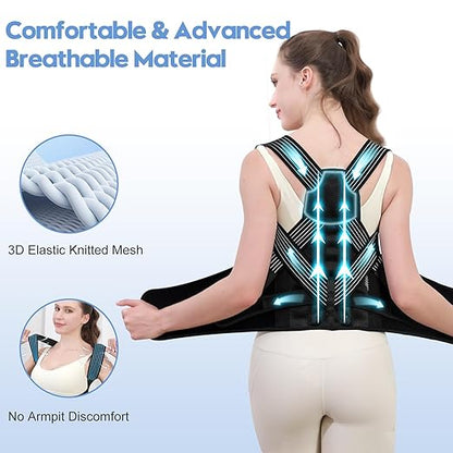 Posture Corrector for Women and Men with Bionic System, Upgraded Back Brace, Adjustable Full Back Support, Shoulder Straightener, Neck, Upper and Lower Back Pain Relief | Back Braces - TrueDesk