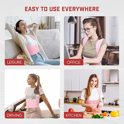 Posture Corrector for Women & Men, Adjustable Back Brace Shoulder Straightener with Full Back Support for Upper & Lower Back Pain, Spine Alignment, Hunchback & Scoliosis Relief (Large, Pink) | Back Braces - TrueDesk