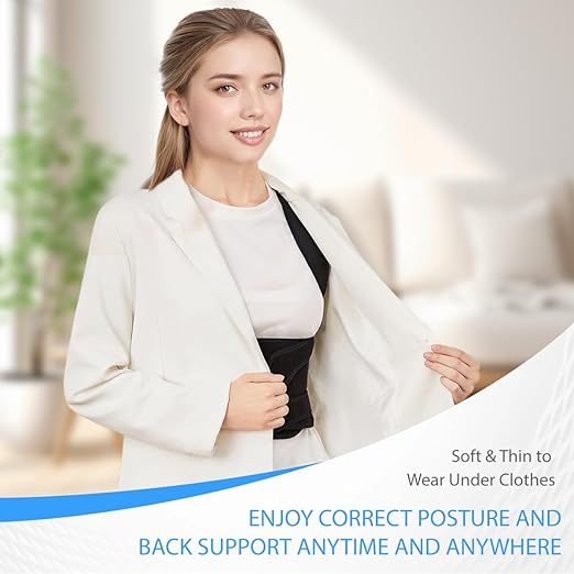 Posture Corrector for Women & Men, Adjustable Back Brace with Full Back & Shoulder Support, Spine Alignment for Upper Back Pain Relief, Scoliosis & Hunchback (Black, M) | General - TrueDesk