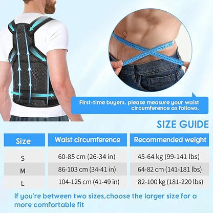 Posture Corrector for Women & Men, Adjustable Back Brace with Full Back & Shoulder Support, Spine Alignment for Upper Back Pain Relief, Scoliosis & Hunchback (Black, M) | General - TrueDesk