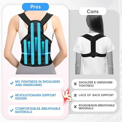 Posture Corrector for Women & Men – Adjustable Back Brace with Full Back Support, Shoulder Straightener for Spine Alignment, Scoliosis, Hunchback & Back Pain Relief (Black,Small) | Back Braces - TrueDesk