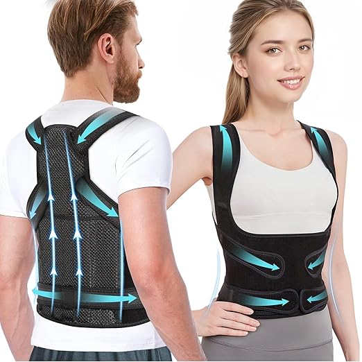 Posture Corrector for Women & Men – Adjustable Back Brace with Full Back Support, Shoulder Straightener for Spine Alignment, Scoliosis, Hunchback & Back Pain Relief (Black,Small) | Back Braces - TrueDesk