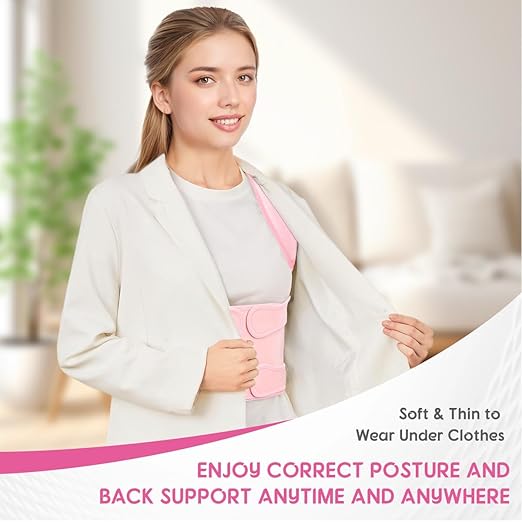 Posture Corrector for Women & Men – Adjustable Back Brace with Full Back Support, Shoulder Straightener for Spine Alignment, Scoliosis, Hunchback & Back Pain Relief (Pink,Medium) | Back Braces - TrueDesk